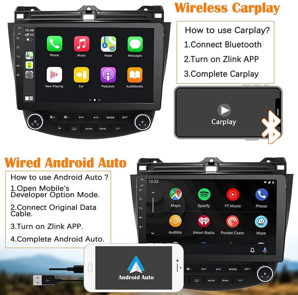 Accord Binize Honda Auto for Stereo 2004 CarPlay&Android Android10 Inch 2007 2003 10 Featuring Car 2006 7th 2005