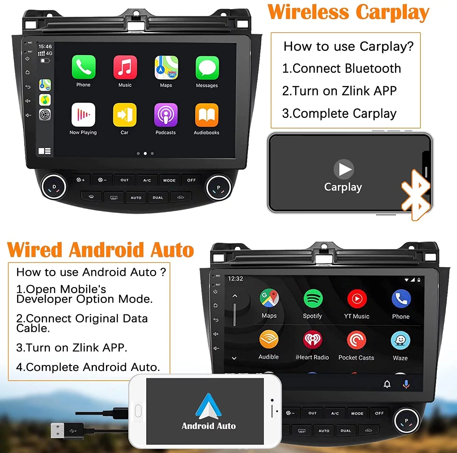 Accord Binize Honda Auto for Stereo 2004 CarPlay&Android Android10 Inch 2007 2003 10 Featuring Car 2006 7th 2005