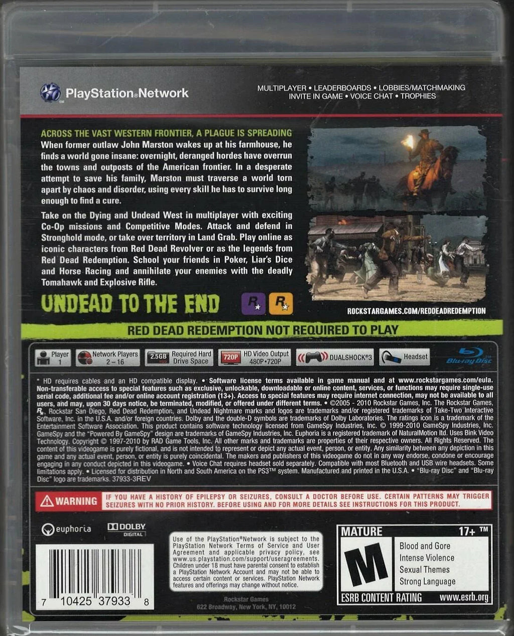 (Brand US Nightmare Sealed Dead New Factory Undead Redemption: Version) PS3 Red