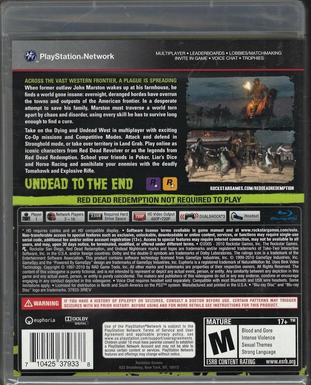 (Brand US Nightmare Sealed Dead New Factory Undead Redemption: Version) PS3 Red