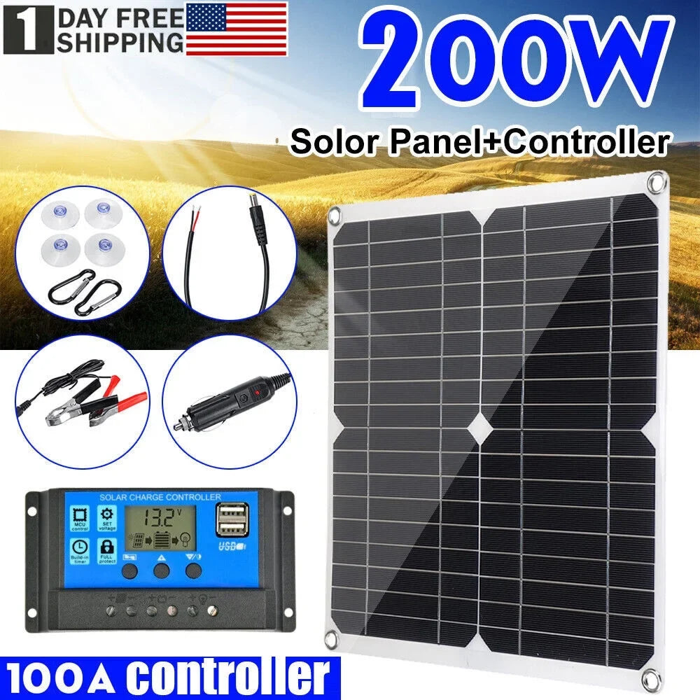 kit 200W outdoor car charge solar panel charger with home source solar light MDHAND controller camping emergency