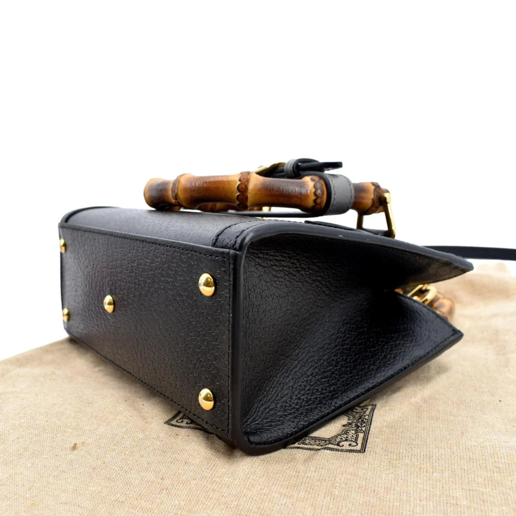 Bamboo Pre-owned GUCCI Bag 702732 Black Mini Leather Tote Diana