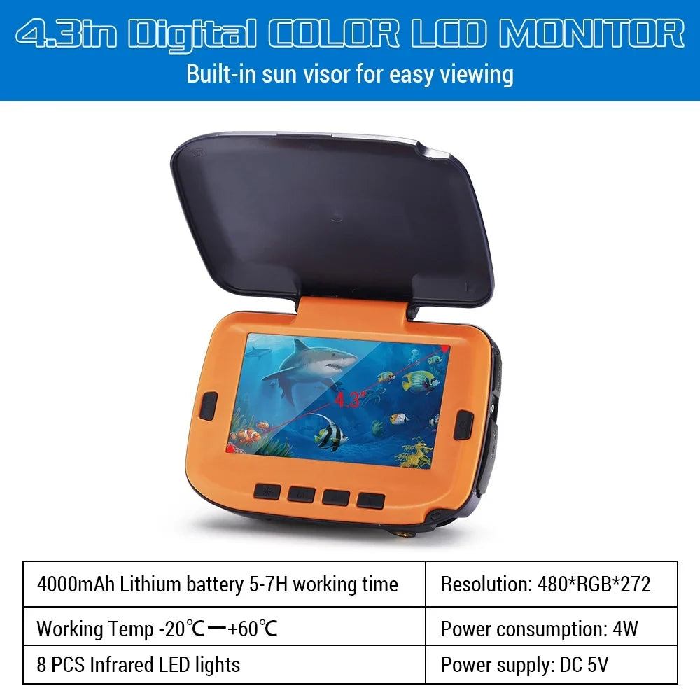 Camera River 4.3in Underwater Vision CS Pixels 120 with 8 Ice Degree LCD for 300000 Night Fishing Fishing Digital Lixada