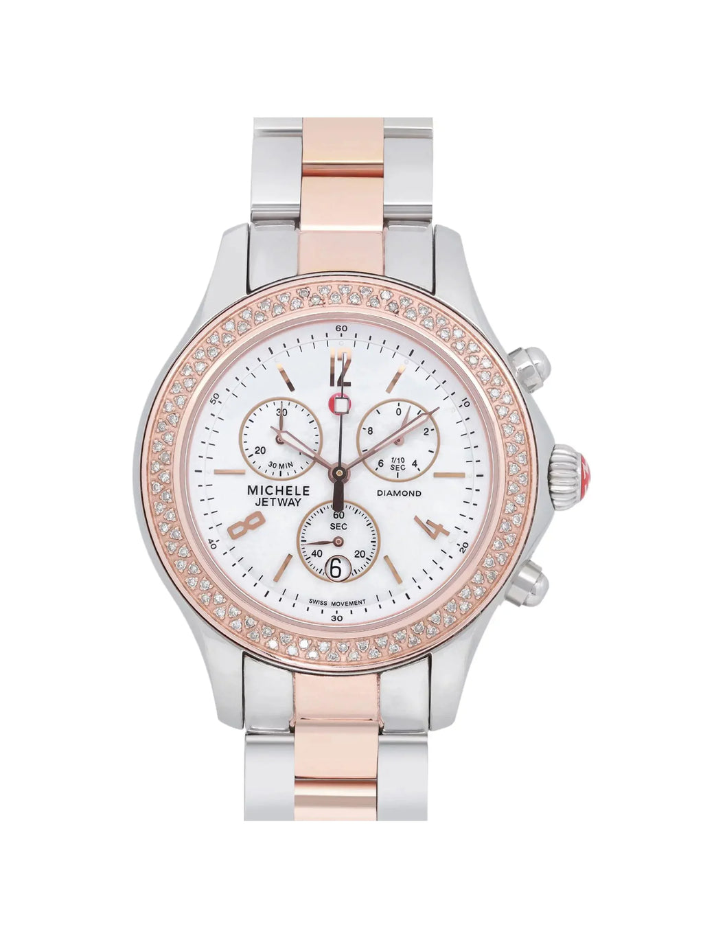 Watch 40mm Michele Steel Quartz Diamond MWW17A000017 0.50cttw Jetway Ladies