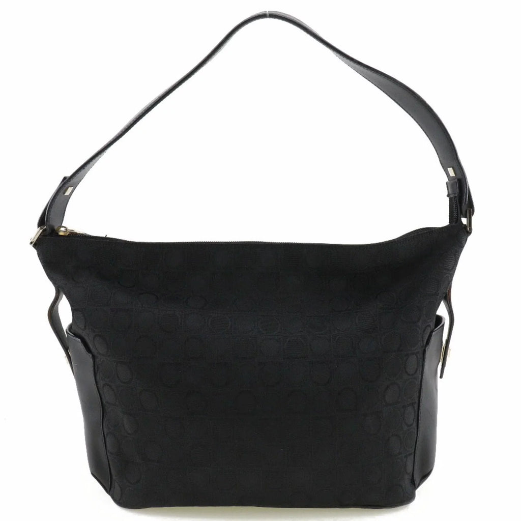 Canvas AB-21 Shoulder x Gancini 2779 Black One (Fair) Salvatore Leather Ferragamo Pre-Owned Bag Ladies