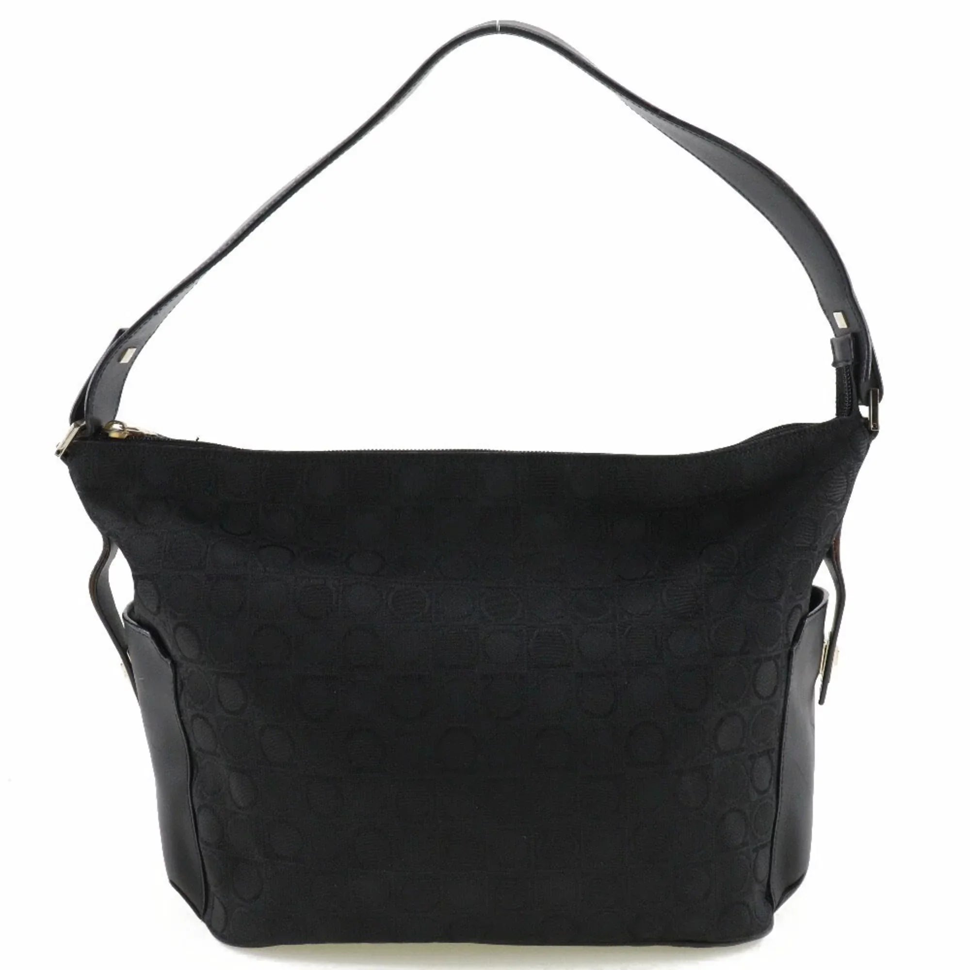 Canvas AB-21 Shoulder x Gancini 2779 Black One (Fair) Salvatore Leather Ferragamo Pre-Owned Bag Ladies