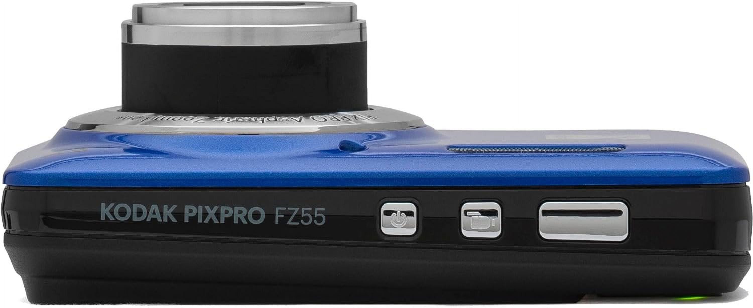 Kodak + Full Blue Wallet Zoom Tripod Camera + Case Memory Bundle PIXPRO HD FZ55 Video Digital Wide Cleaning 1080P + 16MP and + + LCD 64GB 2.7" Angle Camera Optical Reader Card 5X 28mm