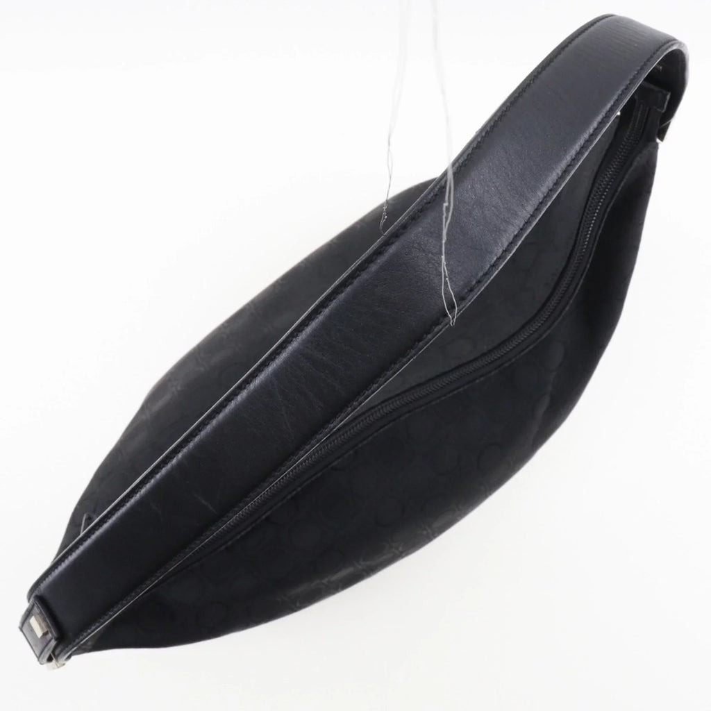 Canvas AB-21 Shoulder x Gancini 2779 Black One (Fair) Salvatore Leather Ferragamo Pre-Owned Bag Ladies
