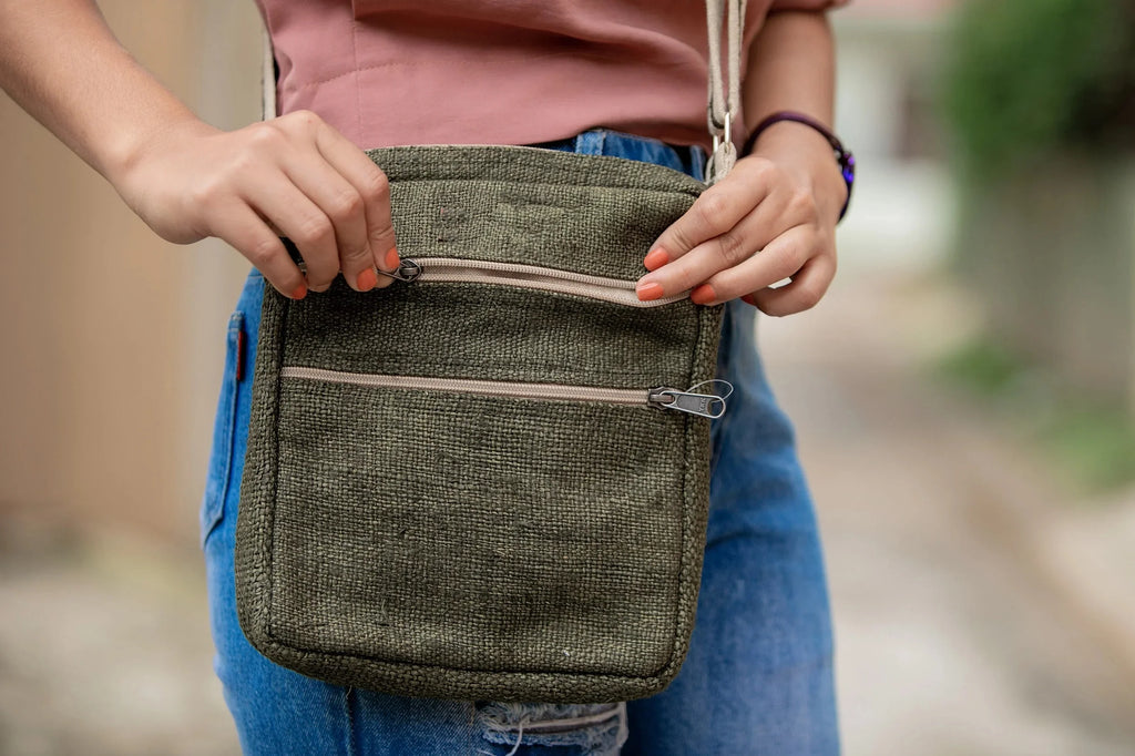 Hemp Crossbody Pocket Green Banyan - Core Purse Multi