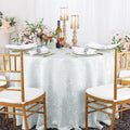 Round Jacquard Polyester Table Cover Inc. Linens Tablecloth White Damask Wedding Linens - 108"