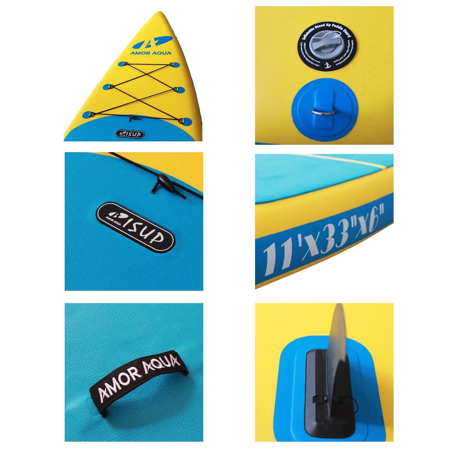 AMOR 11'x33 ISUP Standup Paddle Board Inflatable AQUA Package x6