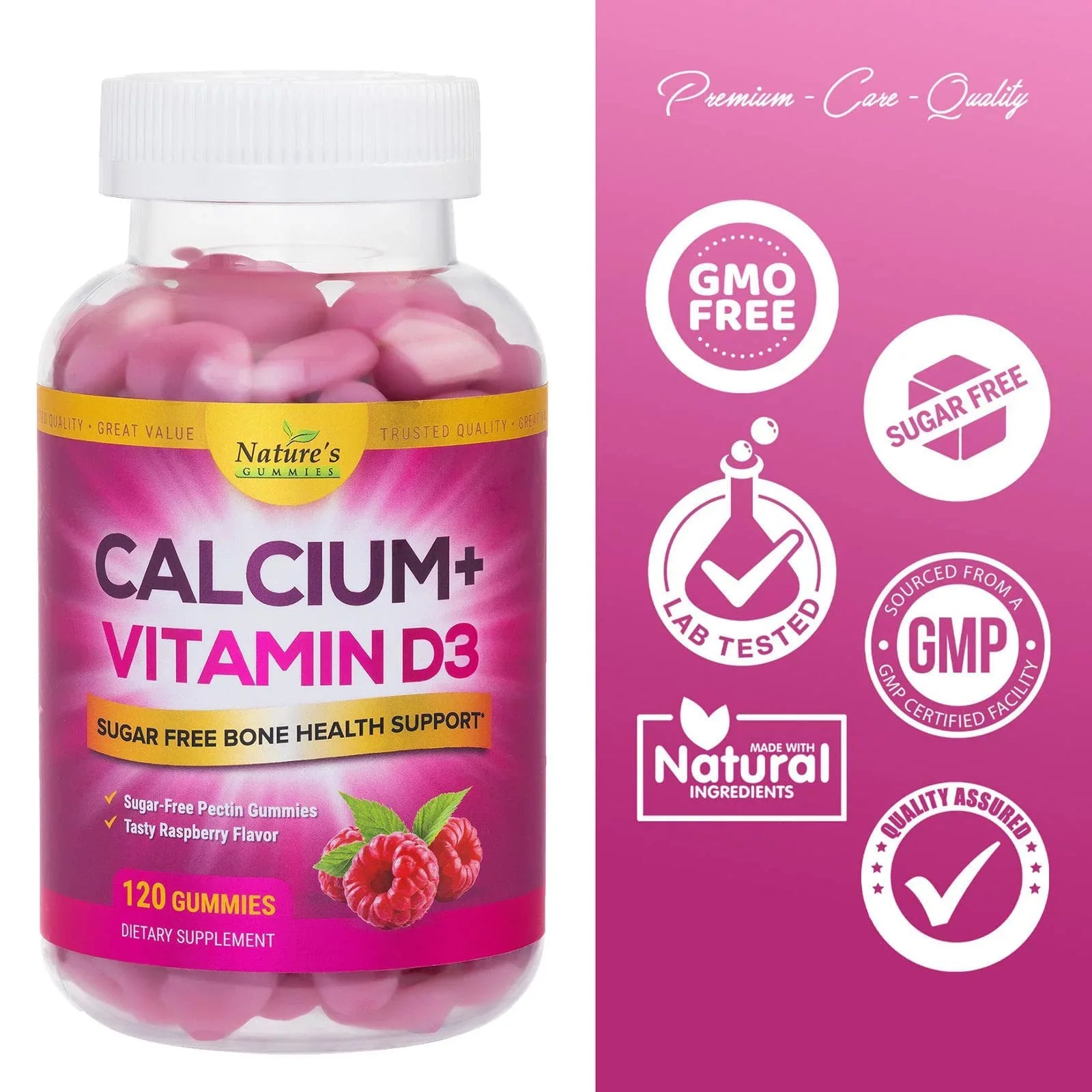 Plus Free & 120 Vitamin Flavor Gummies Chewable - Non-GMO, 400 Health Calcium Chews IU Berry Support, D3, Bone Bites Supplement, Strength Immune Bone Calcium Sugar Gummy Nutrition - Supports