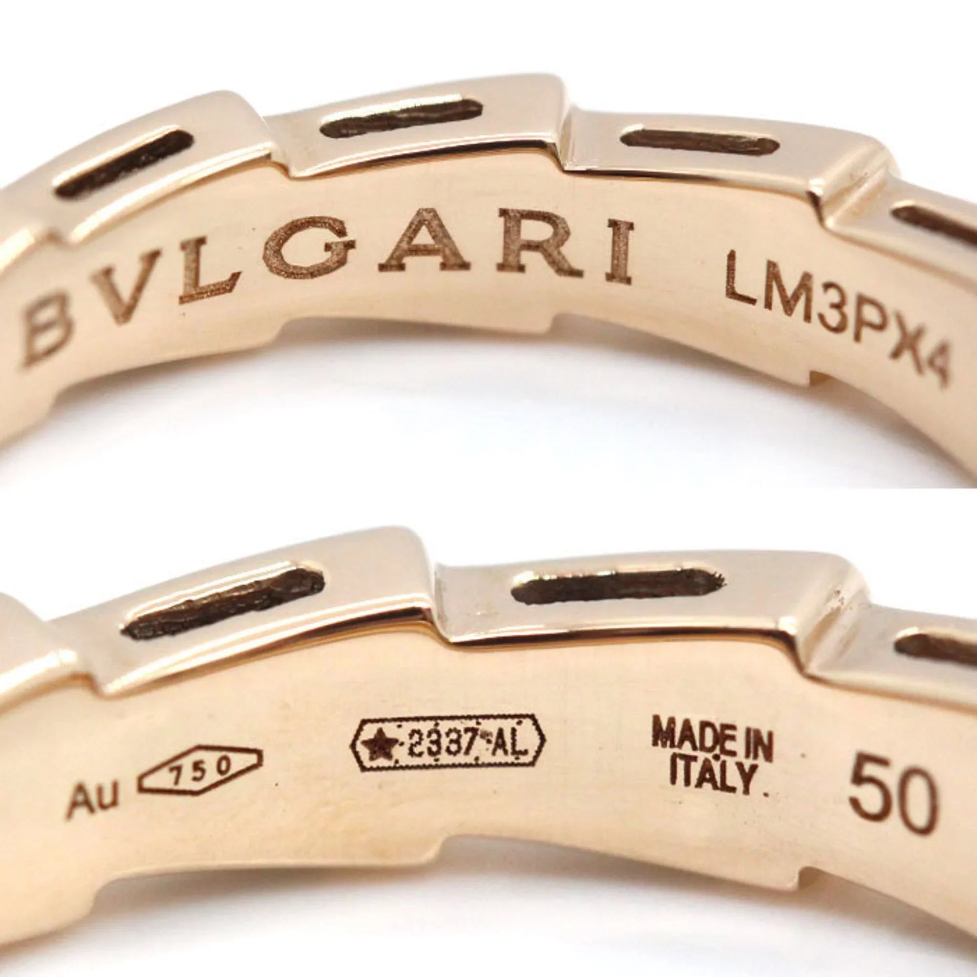 50 349649 Viper Gold K18PG Women's Pink 4.3g (Good) BVLGARI Pre-Owned Serpenti Ring Bvlgari