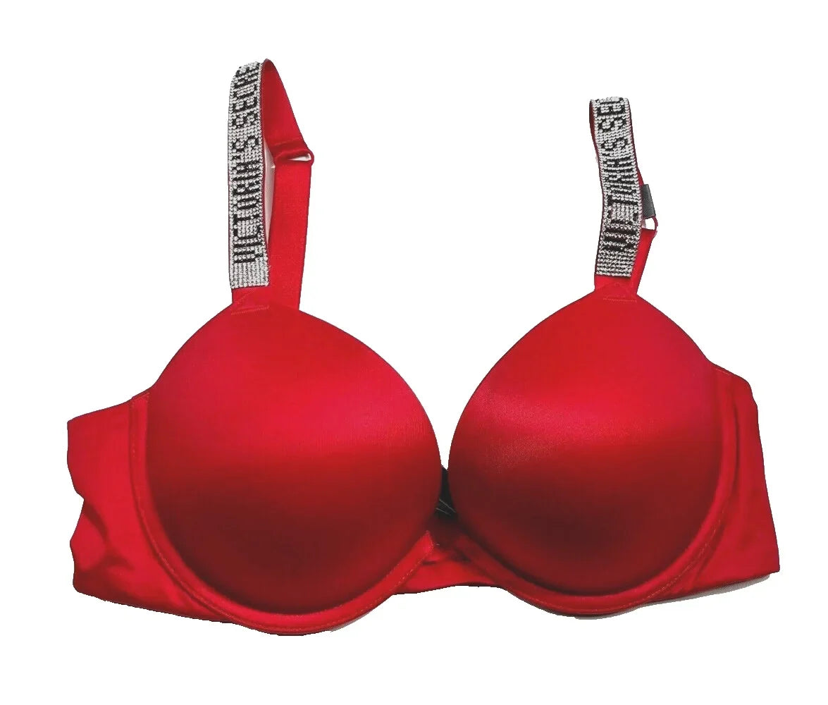 38B Push-up Size NWT Bra Victoria’s Lipstick Strap Red Very Cup Sexy Shine Secret