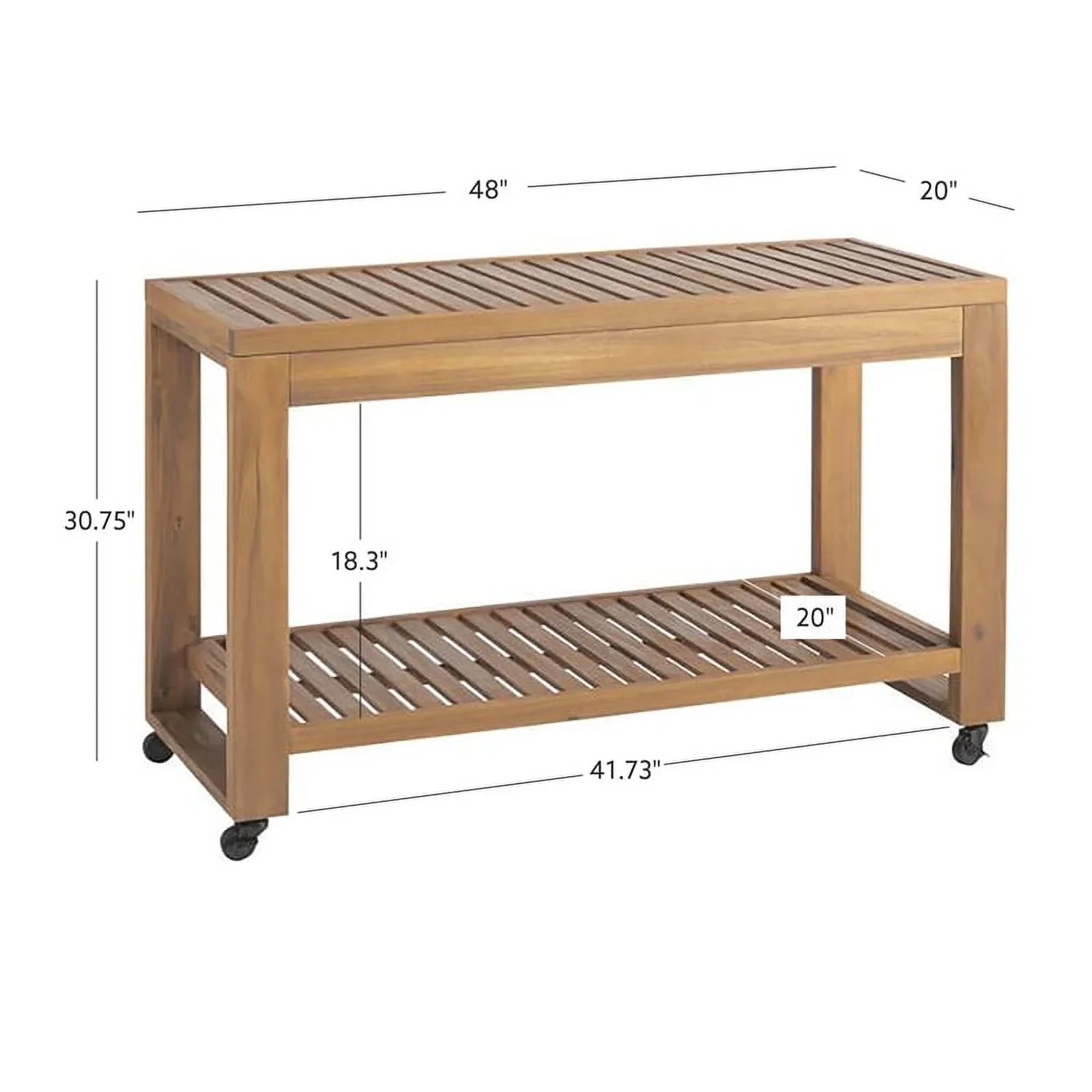Shelf Afuera Living Kitchen Outdoor Island in Slatted Rolling & Top Wood Natural