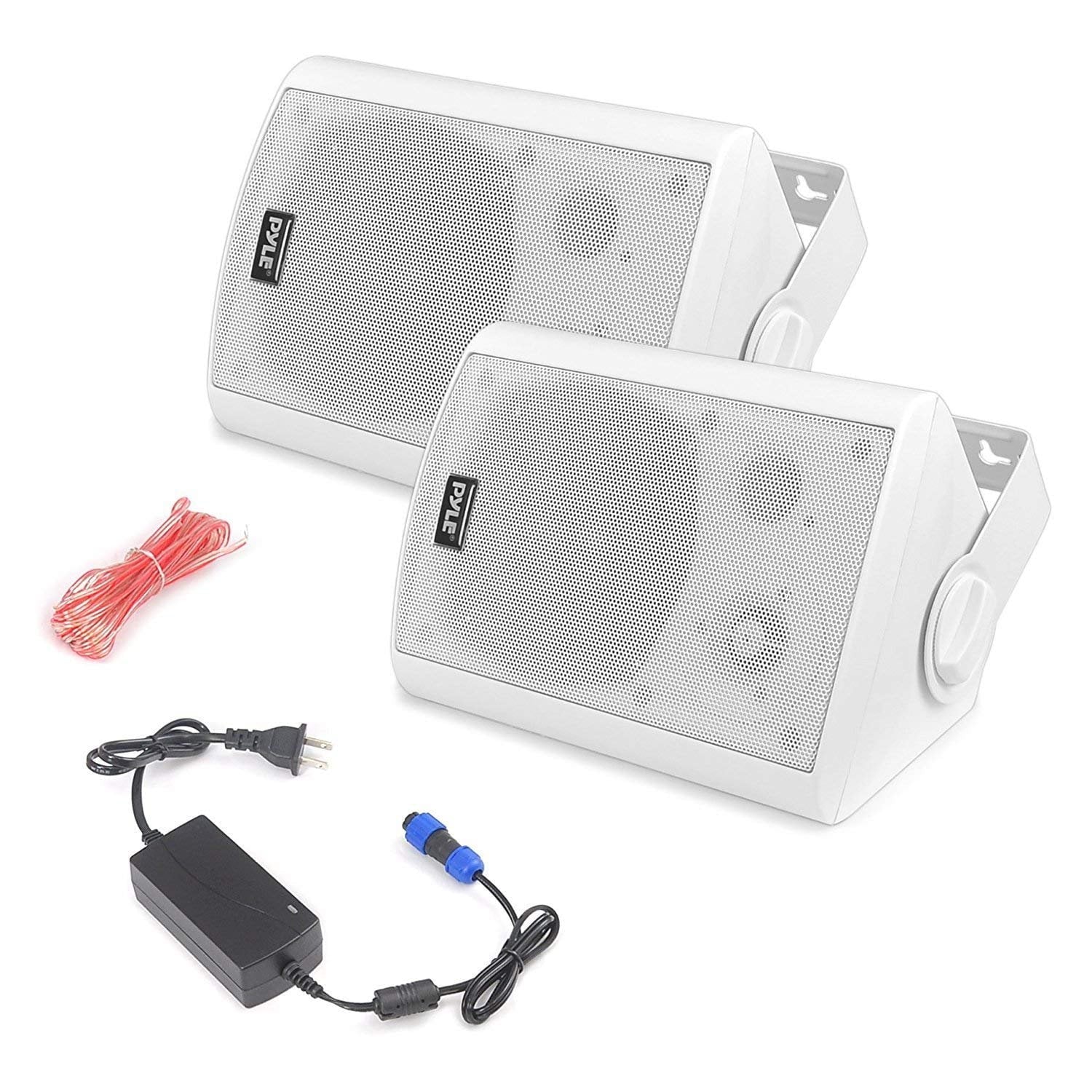 System Bluetooth Mount & Pyle White Speakers, Waterproof 5.25'' - Wall Speaker Indoor/Outdoor