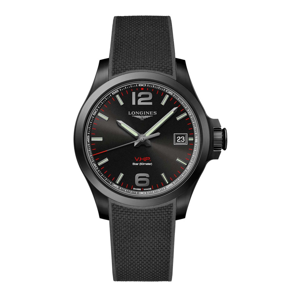 Conquest Strap Black Men's L37162569 Longines V.H.P. Dial Watch
