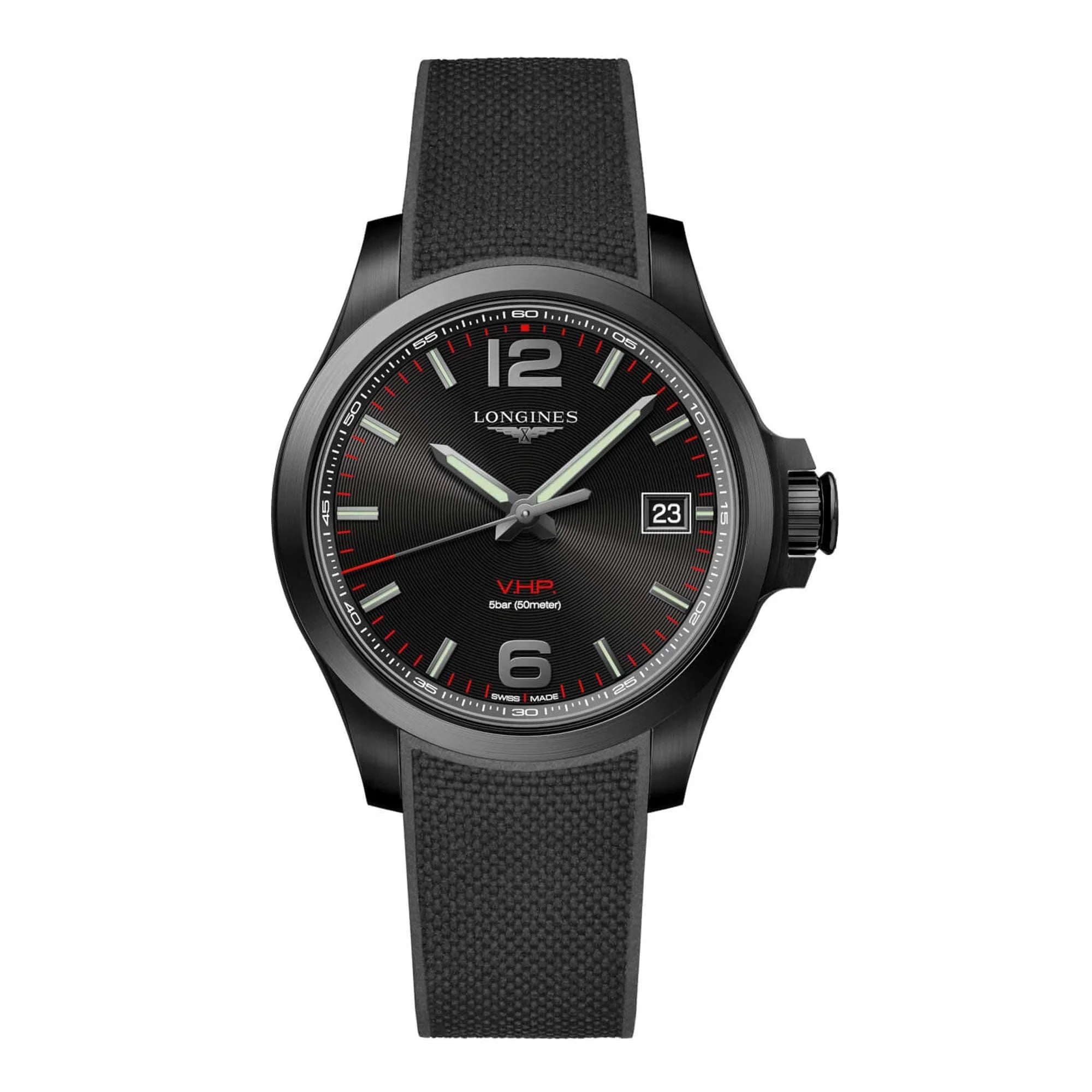 Conquest Strap Black Men's L37162569 Longines V.H.P. Dial Watch