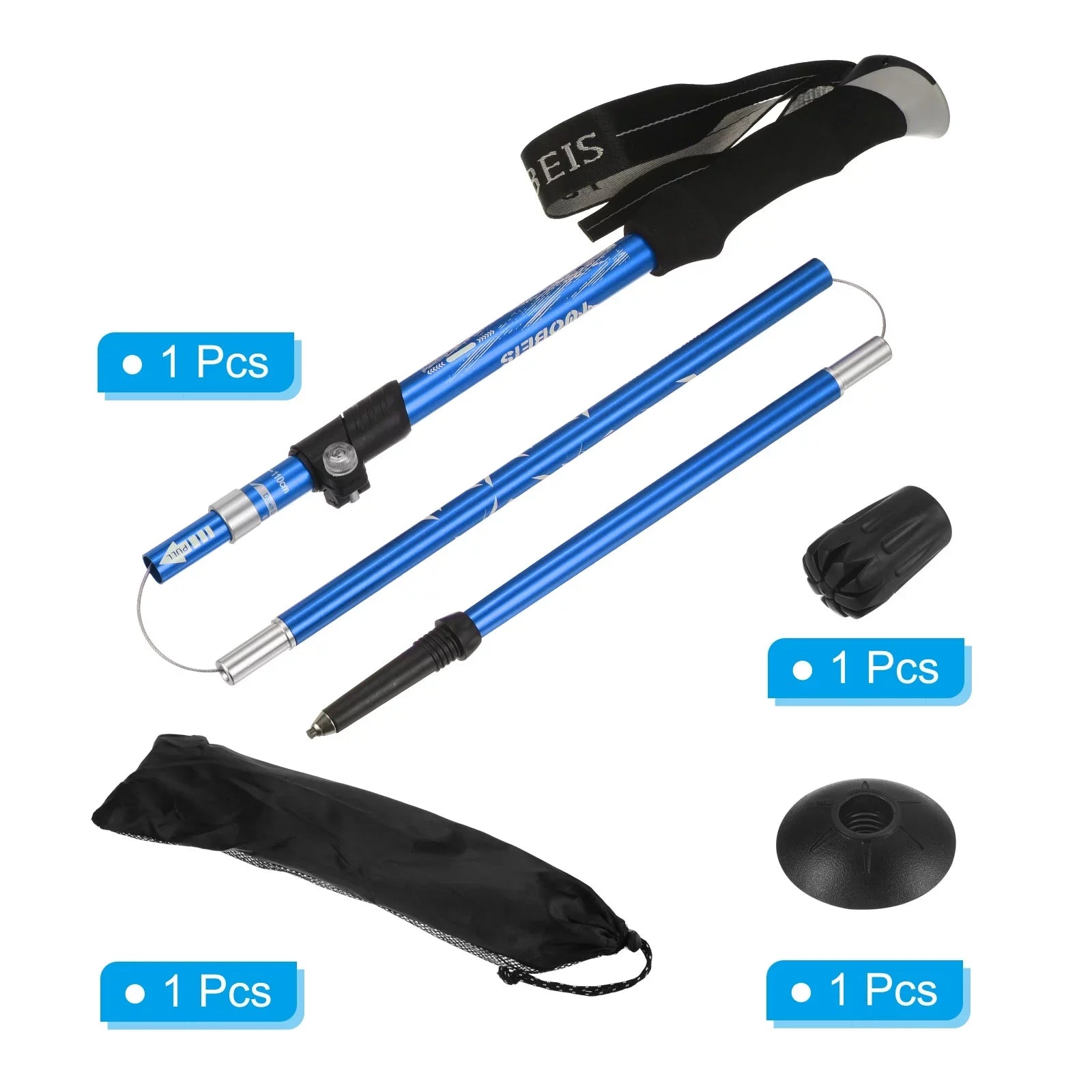 Inch Poles, Pole Blue Collapsible 51 Uxcell Dark Alloy, Trekking Hiking Aluminum