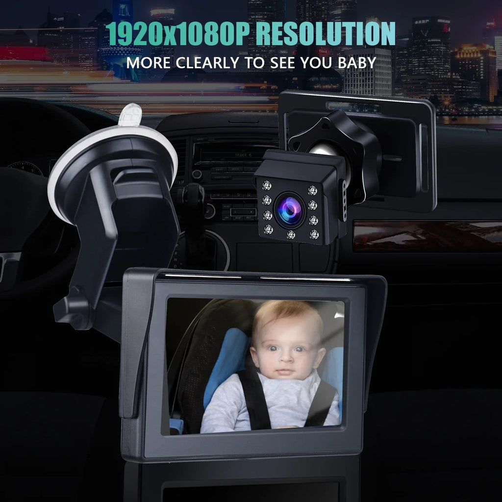 Safety Mirror Cameras Length Car Cable Monitored Mirrors 5M Adjustable with Inch Car Clear Mirror View Crystal Wide Car Seat Long 4.3 1080P Angle