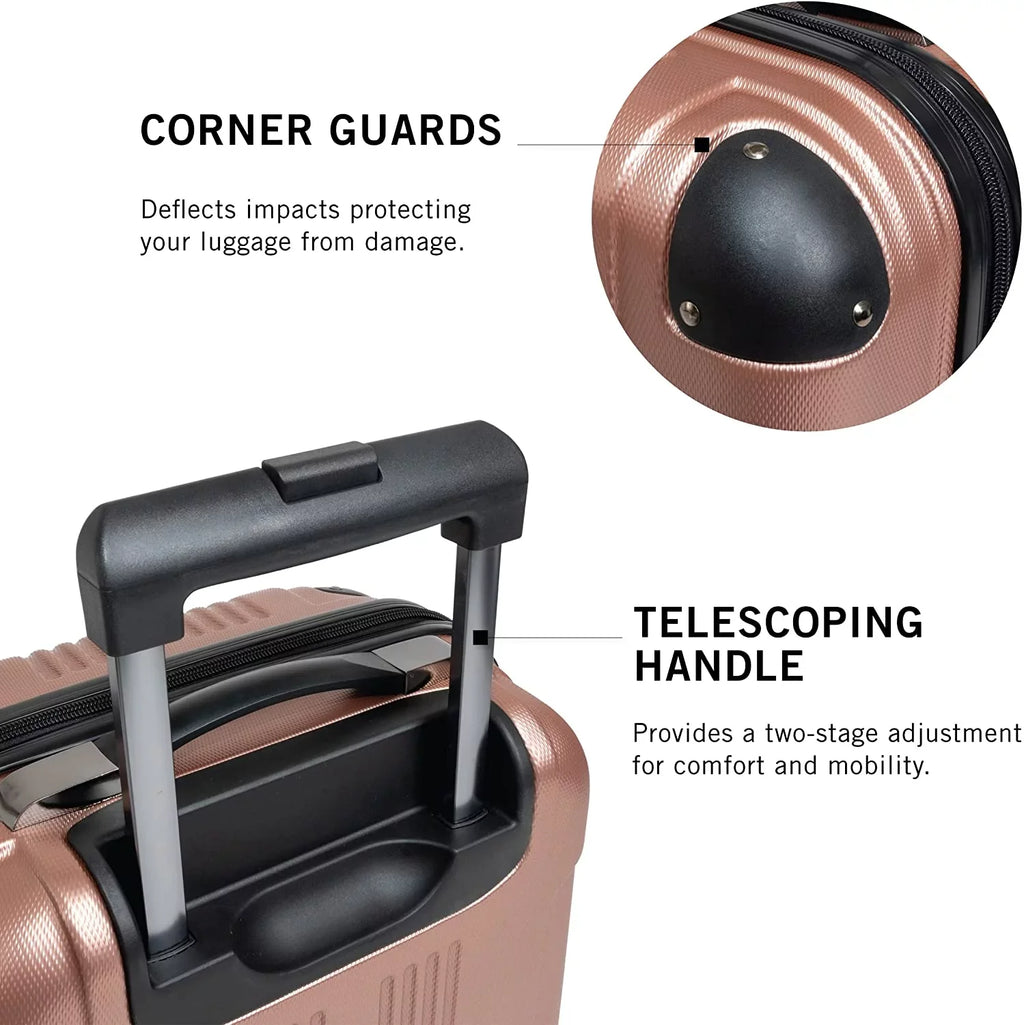 REACTION 24-Inch Bounds Suitcase, Durable Rose Size 4-Wheel Of Gold, Cole Checked Out Hardshell Lightweight Cabin Kenneth Travel Spinner