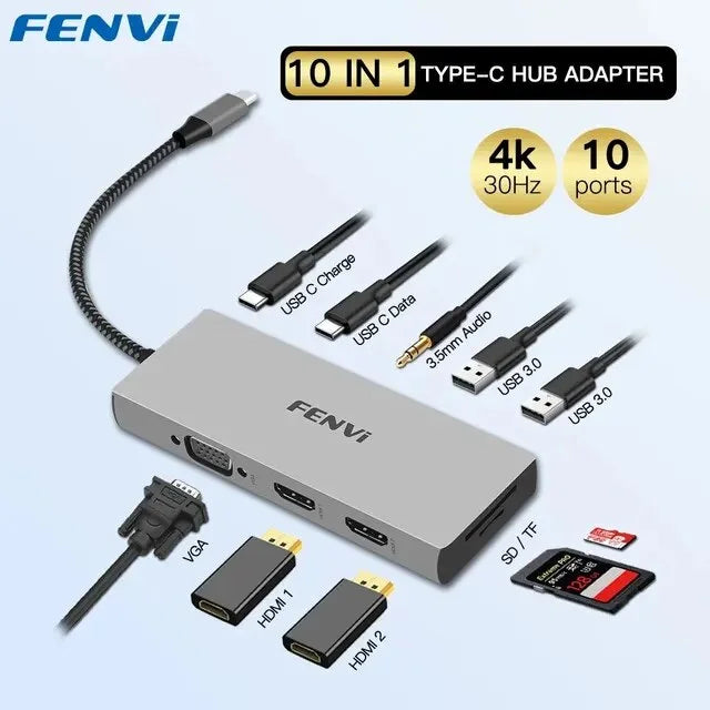 30Hz 1 USB Macbook Splitter To PC Docking Hub -Compatible 100W in Laptop Station USB 4K Type for C PD C Air Win10