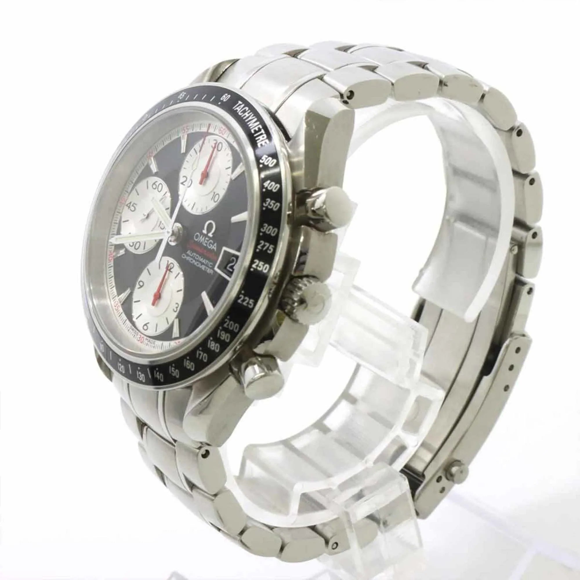 3210 Dial Omega Black Watch Men's Automatic Date Pre-Owned Speedmaster Chronograph OMEGA 51 (Good)