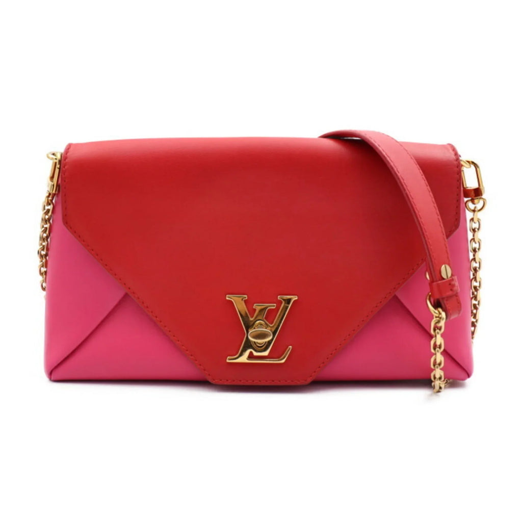 M54501 red bag shoulder leather gold Louis hardware VUITTON pink LOUIS Vuitton love Pre-Owned chain (Good) note