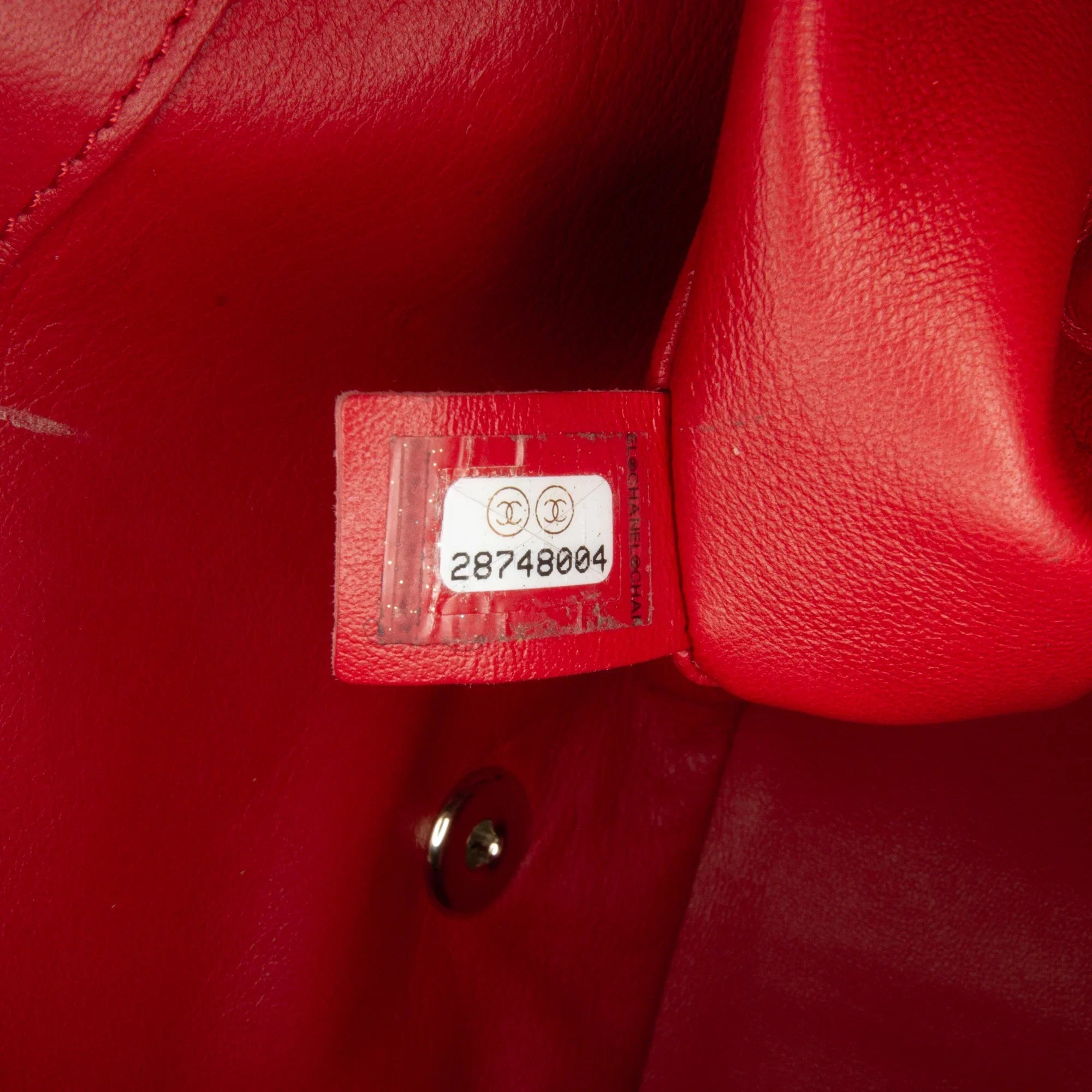Bag Satchel Unisex Easy Pre-Owned Lambskin Carry (Good) Flap Authenticated Small Leather Chanel Red