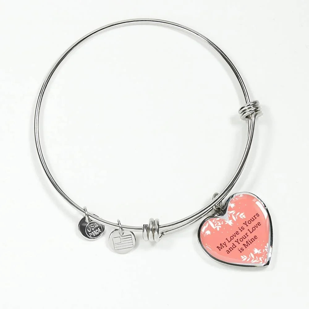 My or Pink is Bangle 18k Steel Gold Heart 18-22" Yours Love Stainless