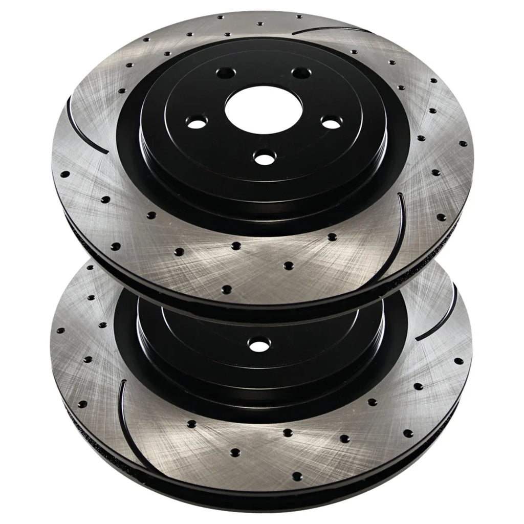 3.6L 200 of Black Set Avenger V6 PR63060LR AutoShack Drilled and 2014 for 2008-2009 Chrysler FWD Front Passenger 2013 2012 2 Replacement Slotted Caliber 2.4L Rotors Driver 2012-2014 Brake Side Dodge