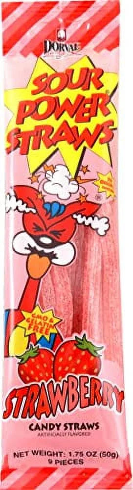 Straws, (Pack Straws of Candy Sour (Pack 1.75 (2912615) of Power 24) Strawberry 24), Ounce