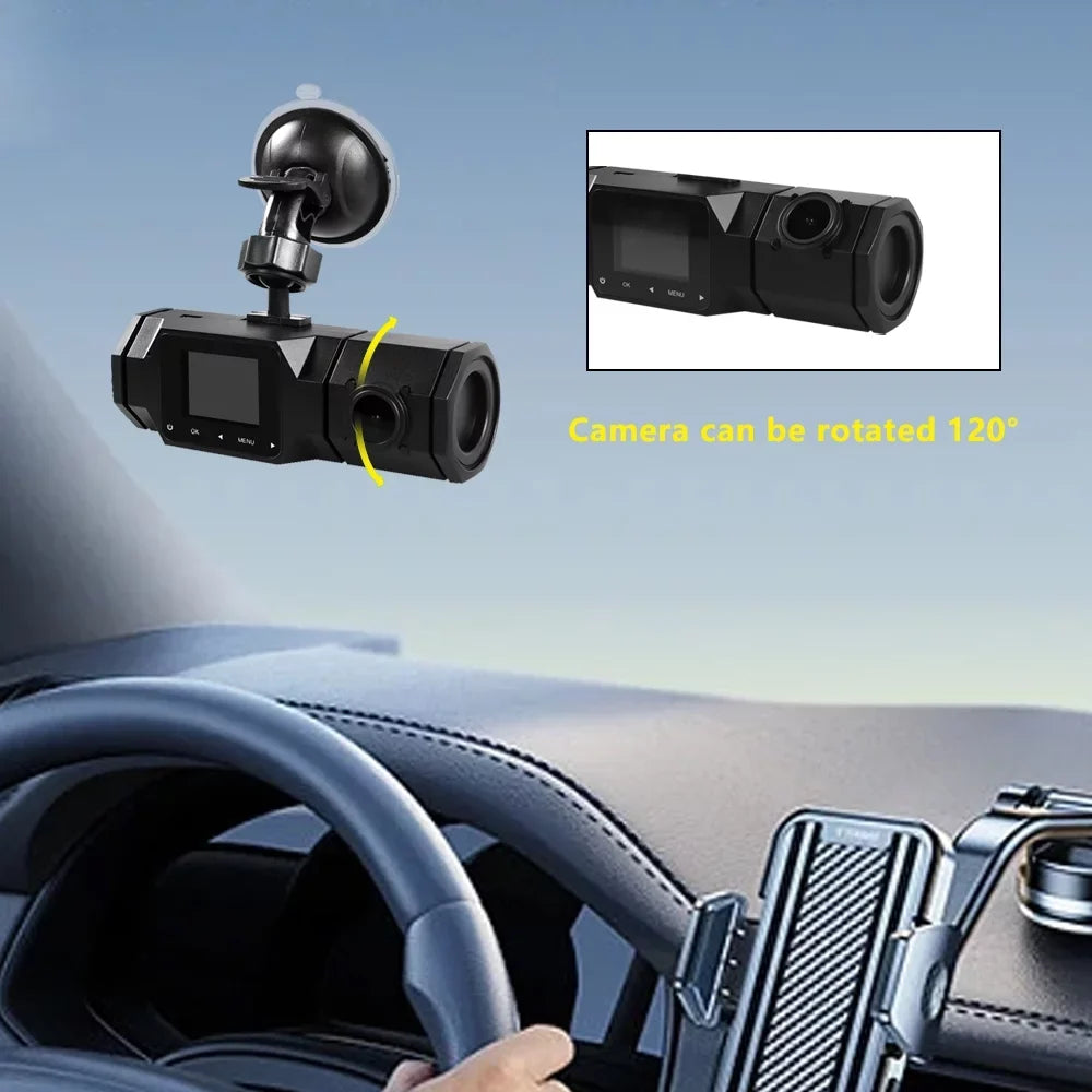 with Dual Monitoring, 1080P Recording, IPS Dash Camera Cam Car Dashboard 2 Parking and Recorder Driving Accident Cabin Night Motion IR Loop SOATUTO Detection, Locked, Channel Vision, Front 1.5in