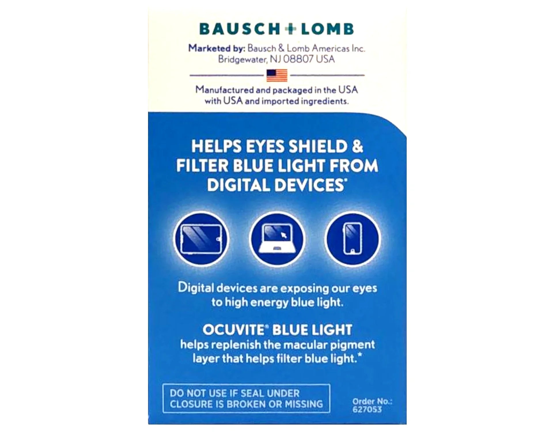Pack of 30 Soft Eye Light & Bausch Lomb - Gels, Blue Count 6 Supplement Ocuvite Health