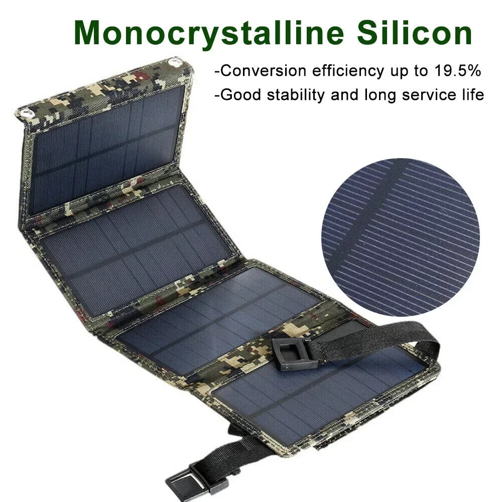 80W Bank Panel Outdoor Solar Camping Paddsun Phone Power Hiking Folding USB Charger