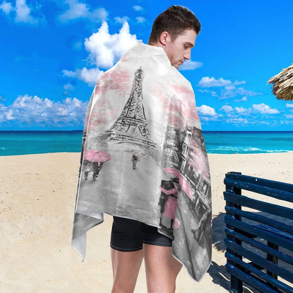 Romantic Bestwell Shower Thin Blanket, Pool Free Multipurpose 30”X60” Towel, Tower Paris Bath Microfiber Towel Quick Dry Oversized Lightweight Swim Towel Yoga Towel Eiffel Sand Beach