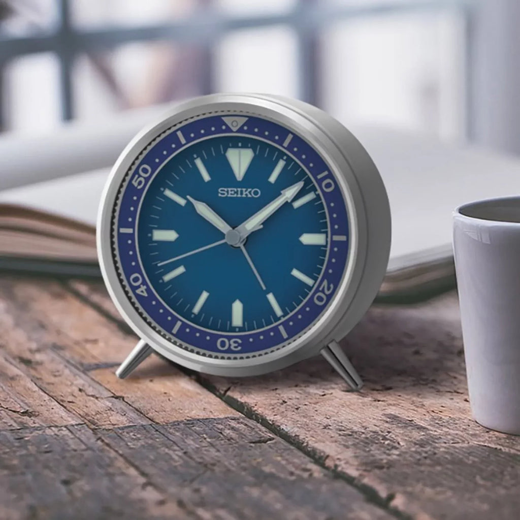Quartz Arabic 4 Beep Seiko Case Metal Mai Alarm Blue inch T QXE065LLH Clock Analog