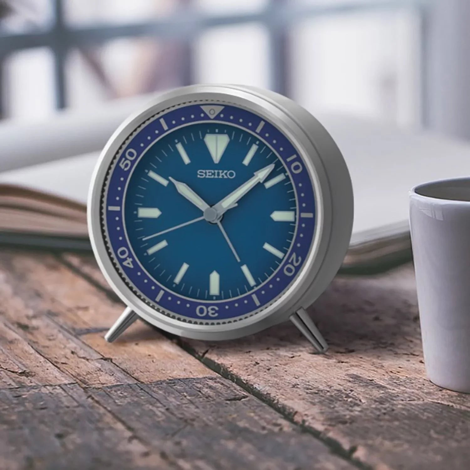 Quartz Arabic 4 Beep Seiko Case Metal Mai Alarm Blue inch T QXE065LLH Clock Analog