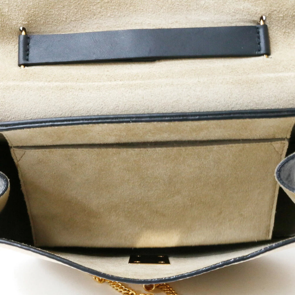 Chloé Beige,Black Leather Shoulder Pre-Owned (Fair) Bag