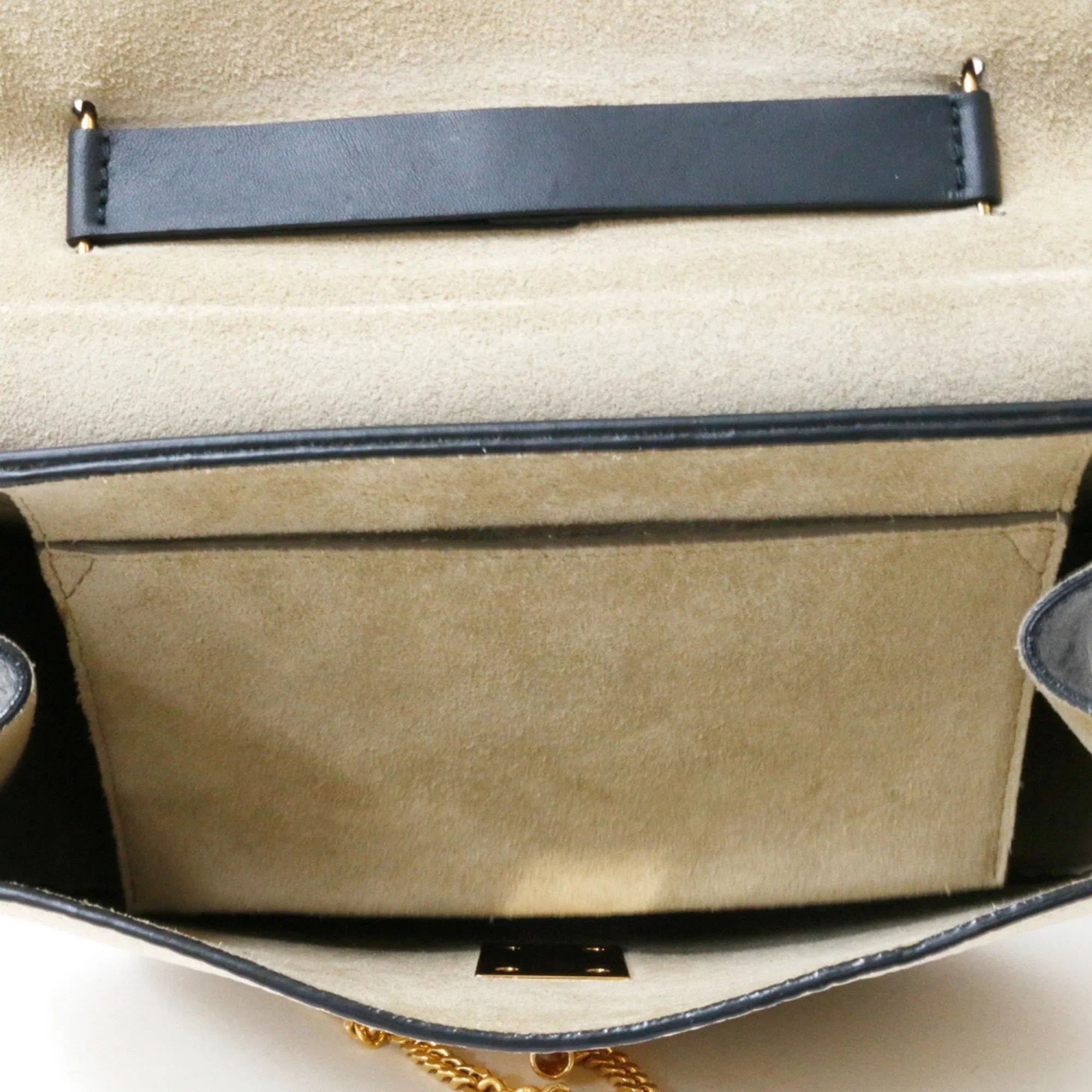 Chloé Beige,Black Leather Shoulder Pre-Owned (Fair) Bag