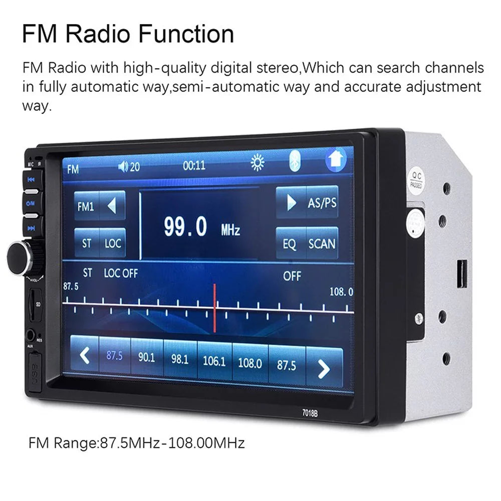 Bluetooth Stereo Car Link with Double Polarlander Audio AUX Touch 4LED Din USB with HD Backup Screen MP5/4/3 Function Car Car Multimedia Player 7-inch SD Camera Mirror Radio FM