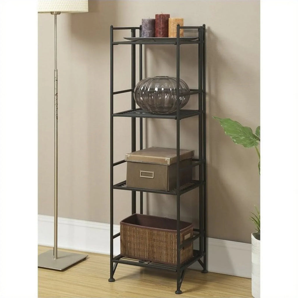 Unit in Tier Row Shelf Black Folding 4 Metal Pemberly Transitional