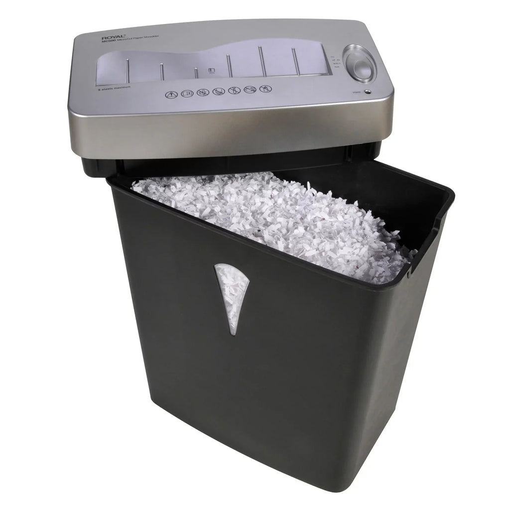 Silver 0.157" gal for Credit - Card 0.394" 4 Capacity 5 Shredder Cut Shred Paper - shredding Per - Wastebin x MC500 Micro Paper, Black, - Pass - - Size Royal