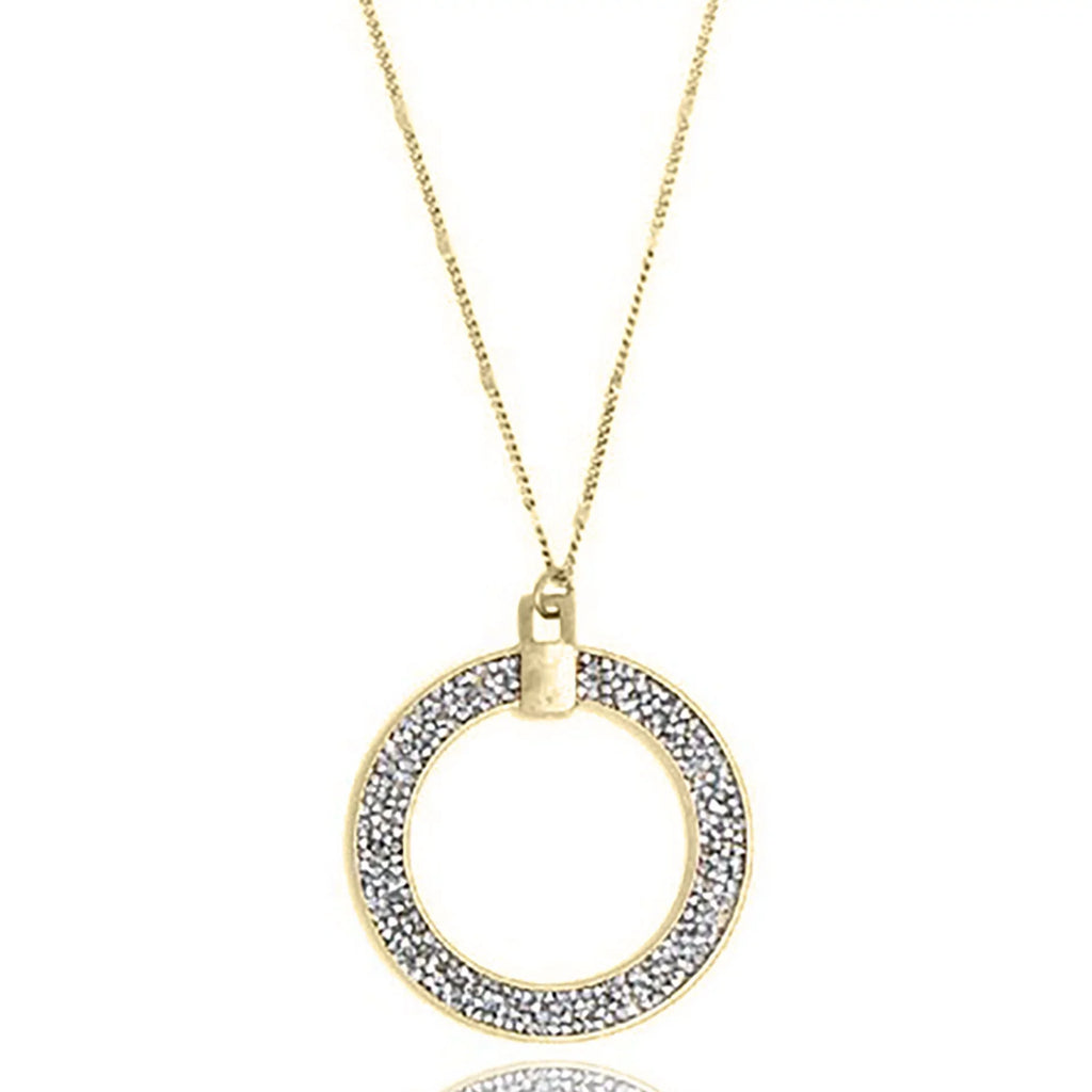 Glitter Women, Box Boutique Necklace Inc Silver Pendant for Long Teens Circle Blue Open