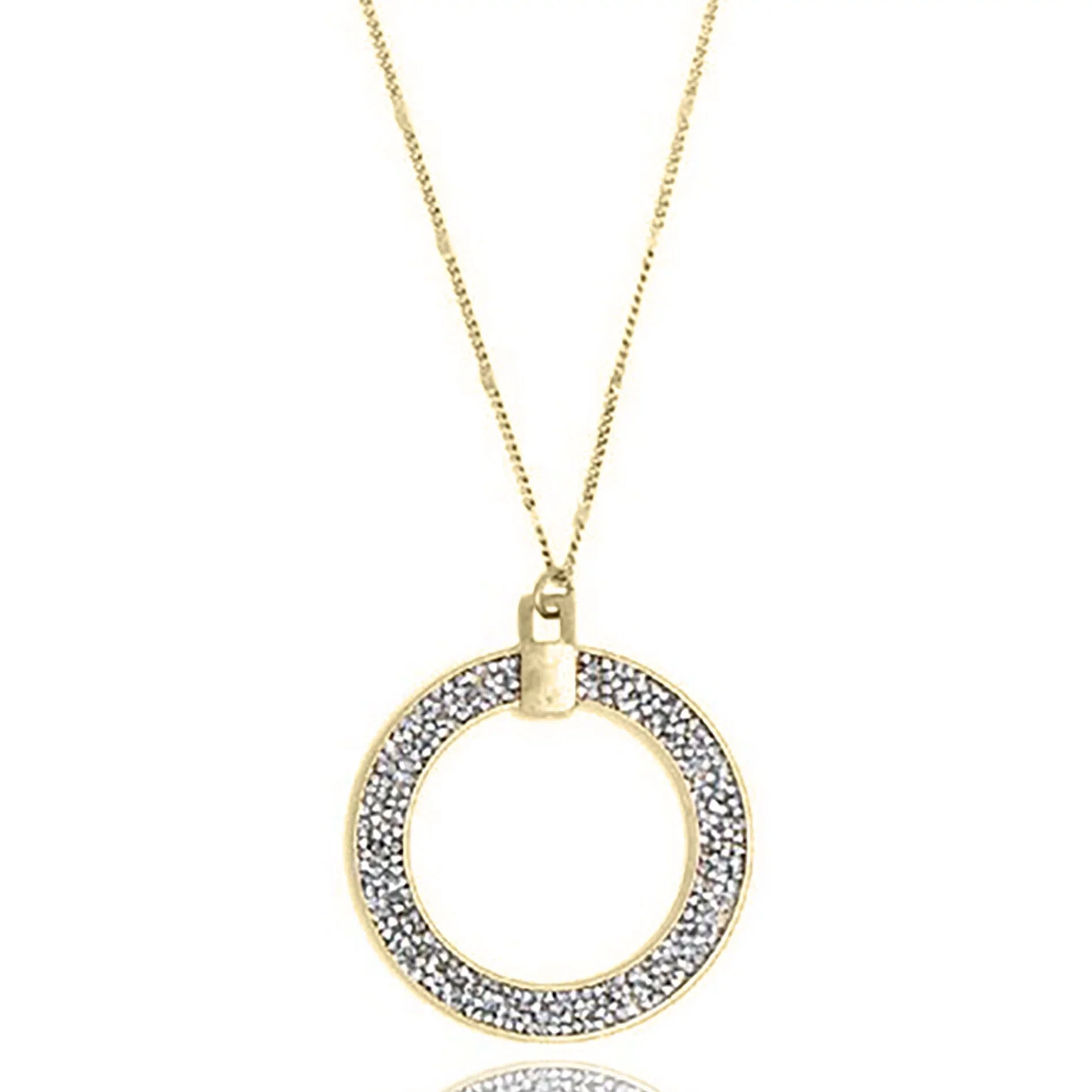 Glitter Women, Box Boutique Necklace Inc Silver Pendant for Long Teens Circle Blue Open