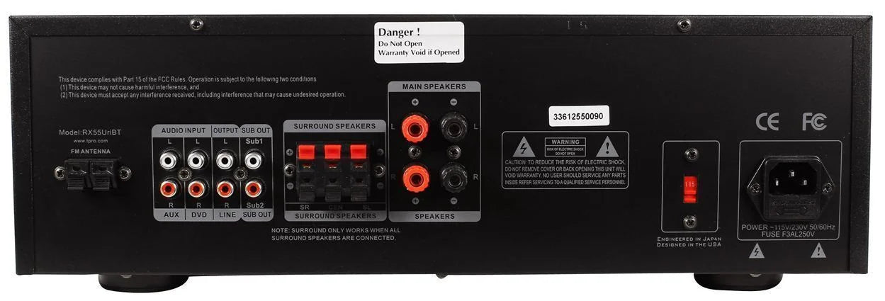 Theater Technical Pro Bluetooth RX55URIBT Ceiling Receiver+(2) 8" Home Speakers