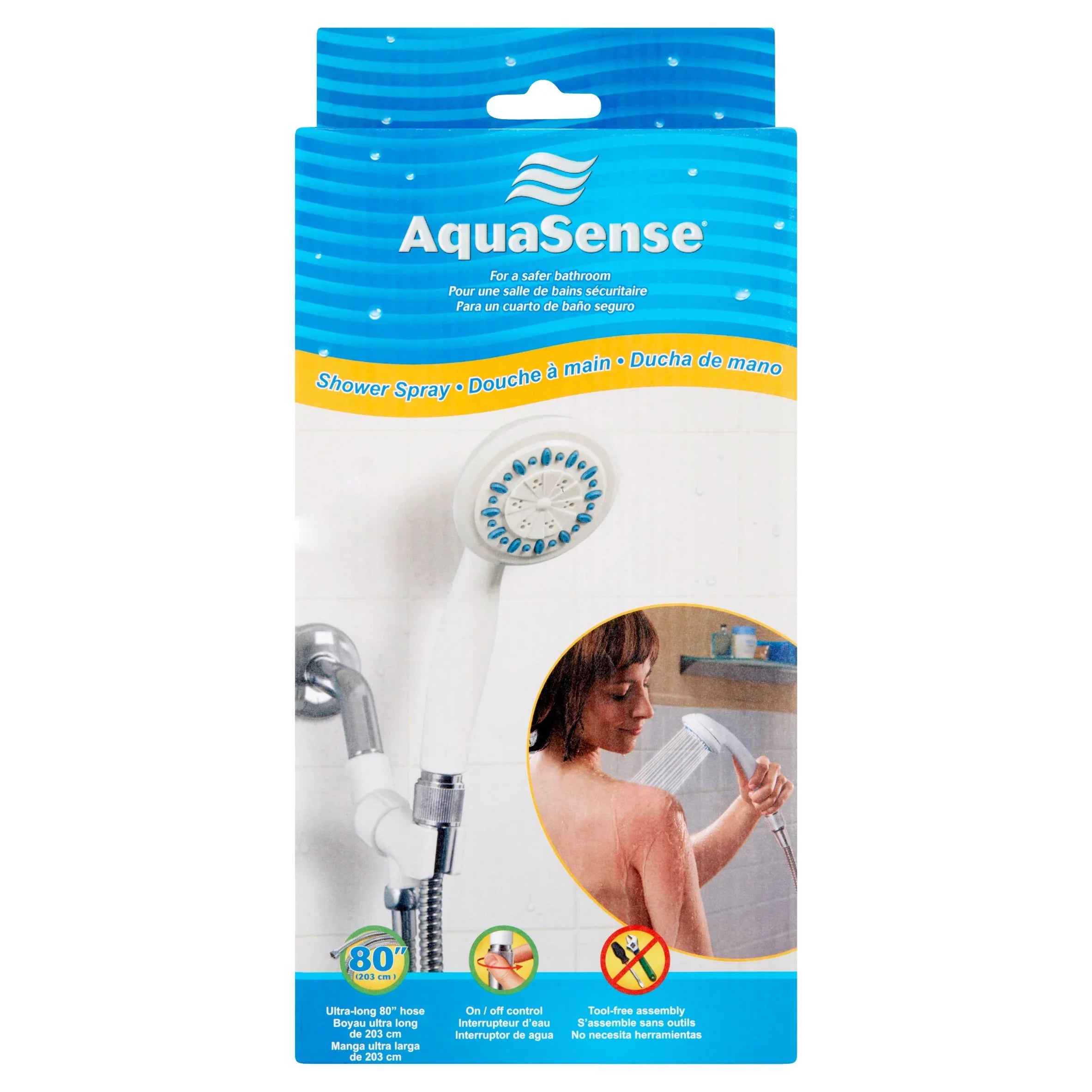 Head Steel Handheld Shower Hose, Setting with Stainless White Ultra-Long AquaSense 3