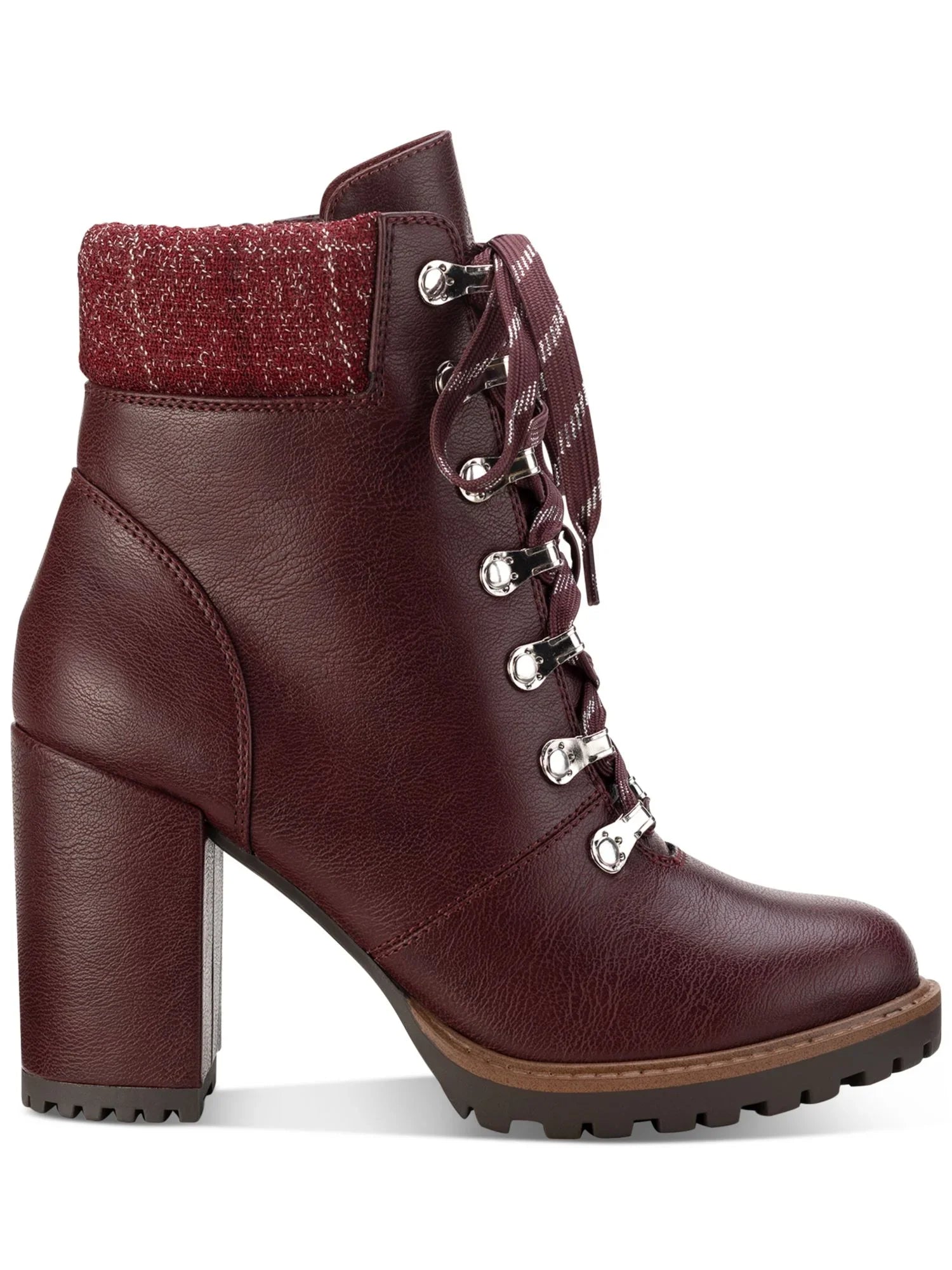 Padded SUN Block Octavia Up Hiking Lug Toe Burgundy Lace 8 Zip-Up Sole Heel Cuff Cushioned Boots M Womens Round STONE
