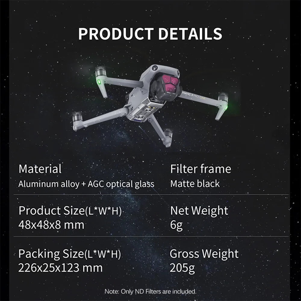 Aluminum STARTRC filter,Compatible LensFilters Nd8/nd16/nd32/nd64 With SS Light Lens Scratch-resistant Optical Waterproof Material With Filter Mavic Compatible 3 Nd8/nd16/nd32/nd64 Aluminum