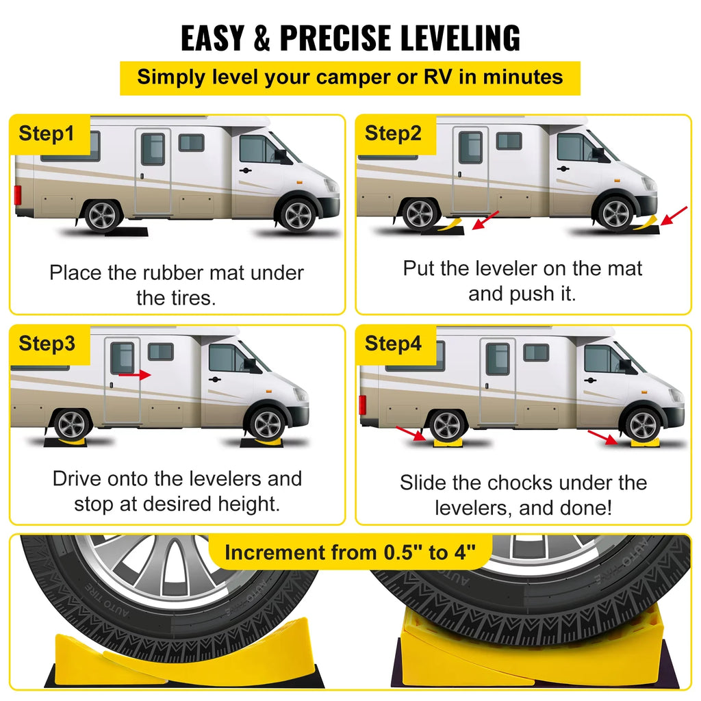 Camper for Camper 35000lbs Pack 2 Levelers Chocks Curved Leveling Leveler Trucks BENTISM Honeycomb Blocks Campers Trailers RV Vans